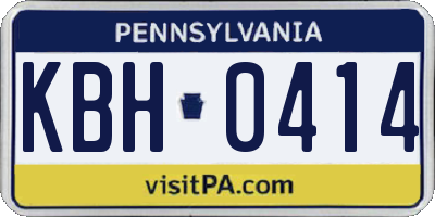 PA license plate KBH0414