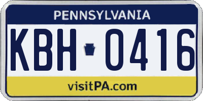 PA license plate KBH0416