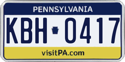 PA license plate KBH0417