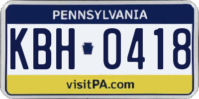 PA license plate KBH0418