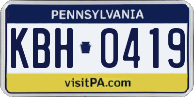 PA license plate KBH0419