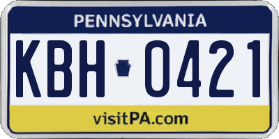 PA license plate KBH0421