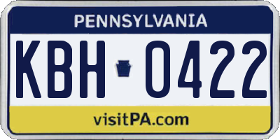PA license plate KBH0422