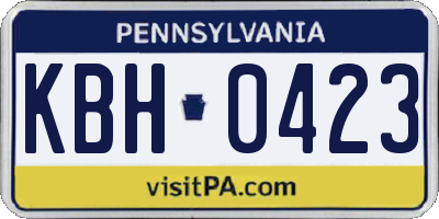 PA license plate KBH0423