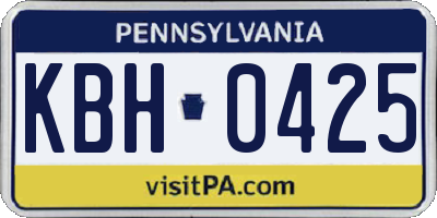 PA license plate KBH0425