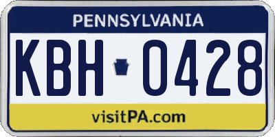PA license plate KBH0428