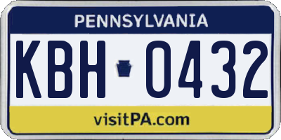 PA license plate KBH0432