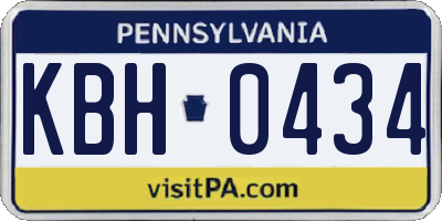 PA license plate KBH0434