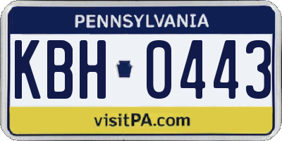 PA license plate KBH0443