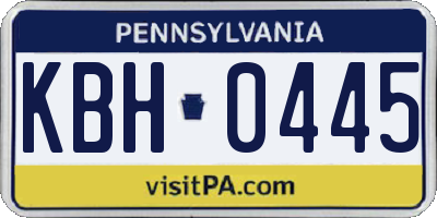 PA license plate KBH0445
