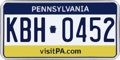 PA license plate KBH0452