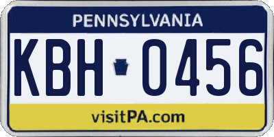 PA license plate KBH0456