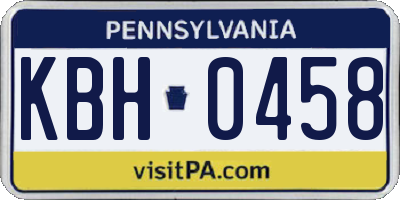 PA license plate KBH0458