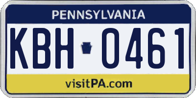 PA license plate KBH0461
