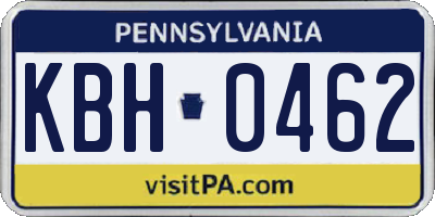 PA license plate KBH0462