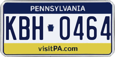 PA license plate KBH0464