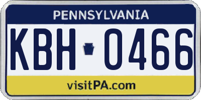 PA license plate KBH0466
