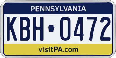 PA license plate KBH0472