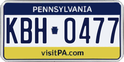 PA license plate KBH0477