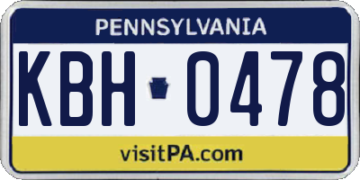 PA license plate KBH0478