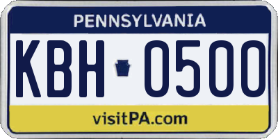 PA license plate KBH0500