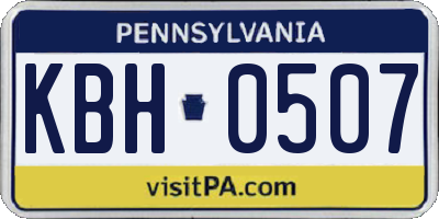 PA license plate KBH0507