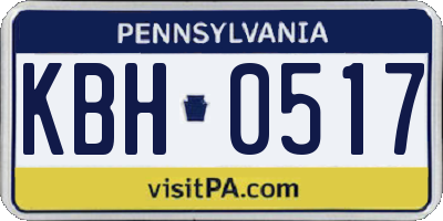 PA license plate KBH0517