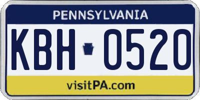 PA license plate KBH0520