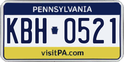 PA license plate KBH0521