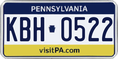 PA license plate KBH0522