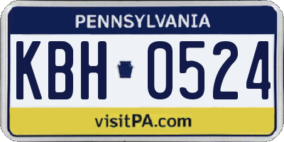 PA license plate KBH0524