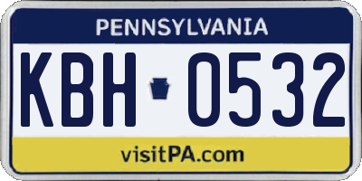 PA license plate KBH0532