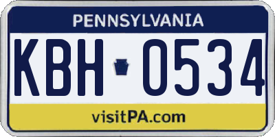 PA license plate KBH0534