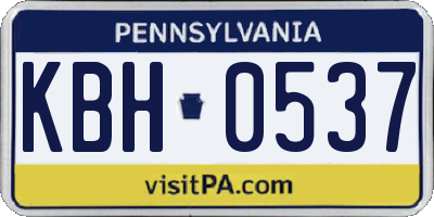 PA license plate KBH0537