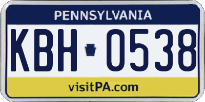 PA license plate KBH0538