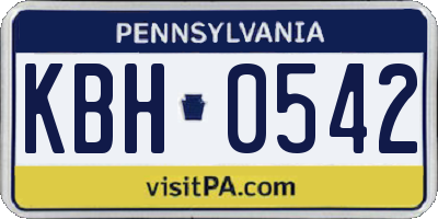 PA license plate KBH0542