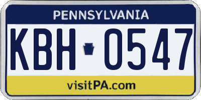 PA license plate KBH0547