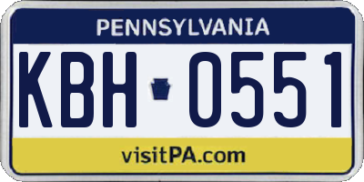 PA license plate KBH0551