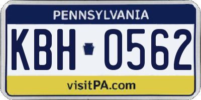 PA license plate KBH0562