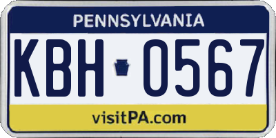 PA license plate KBH0567