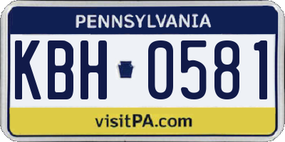 PA license plate KBH0581