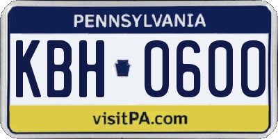 PA license plate KBH0600