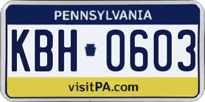 PA license plate KBH0603