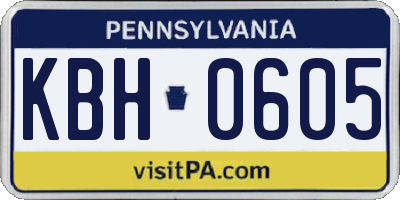 PA license plate KBH0605