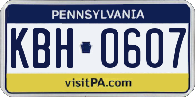 PA license plate KBH0607