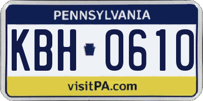PA license plate KBH0610