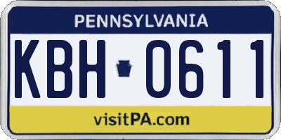 PA license plate KBH0611