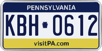PA license plate KBH0612