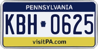 PA license plate KBH0625