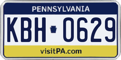 PA license plate KBH0629